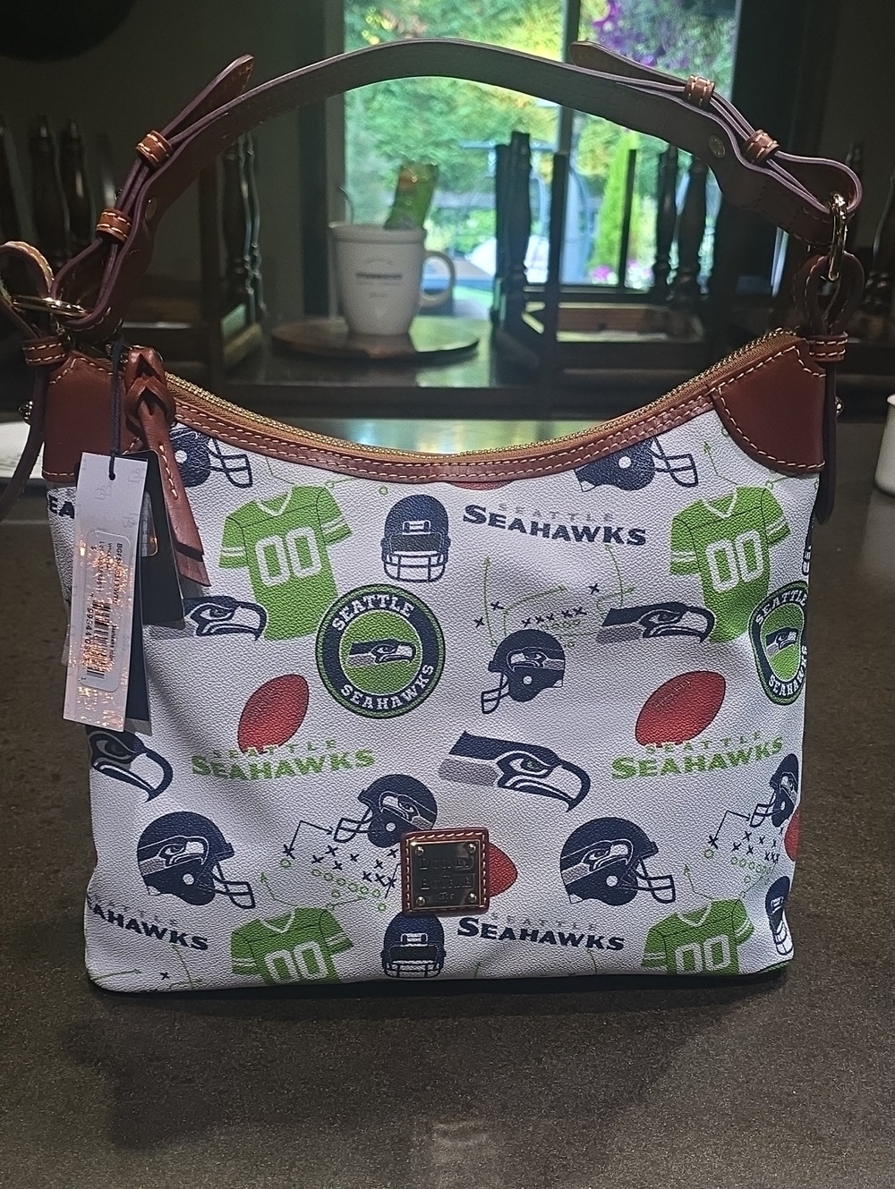 Donney & Bourke Seattle Seahawks Printed Hobo Bag - White & Green